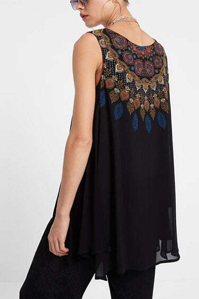 Desigual Borneo Дамска блуза, черна с щампа