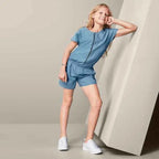Cotton denim jumpsuit for girl, blue