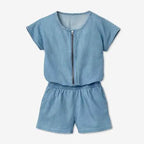 Cotton denim jumpsuit for girl, blue