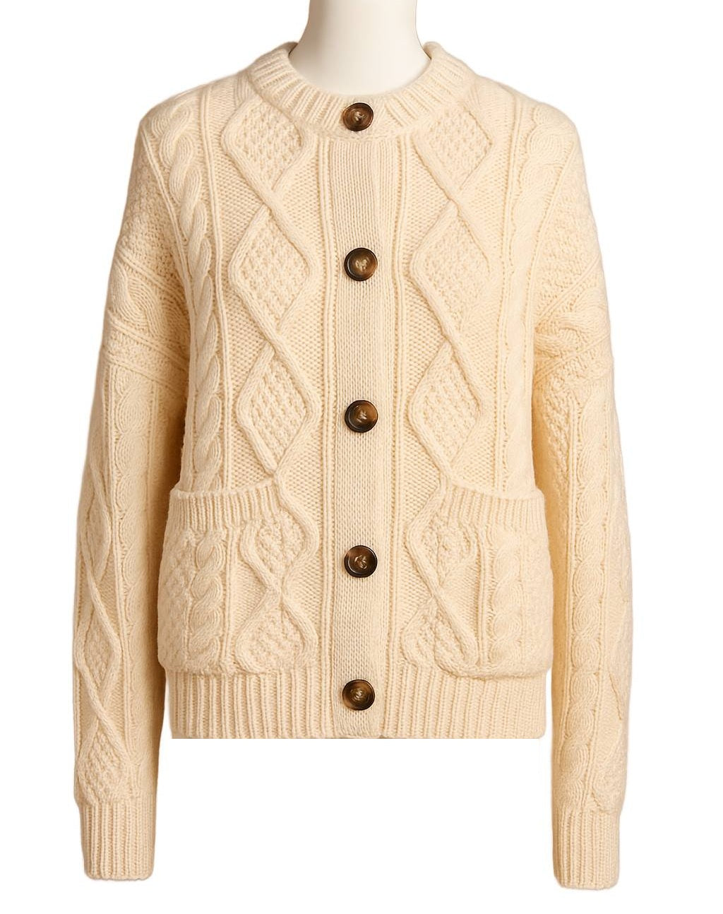 Плетена дамска жилетка в цвят слонова кост Polo Ralph Lauren