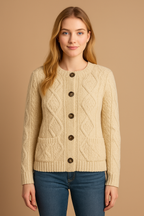 Плетена дамска жилетка в цвят слонова кост Polo Ralph Lauren