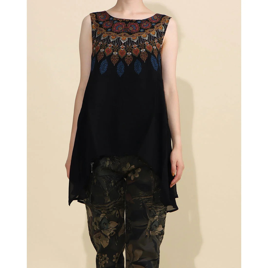 Desigual Borneo Дамска блуза, черна с щампа