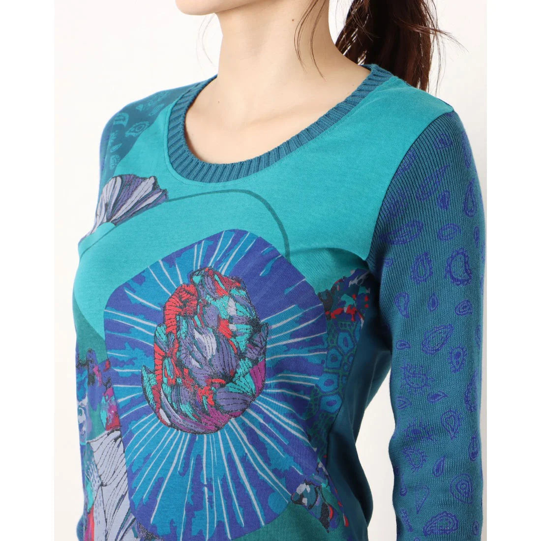 Desigual Дамска блуза с дълъг ръкав от 100% памук