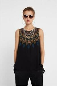 Desigual Borneo Дамска блуза, черна с щампа