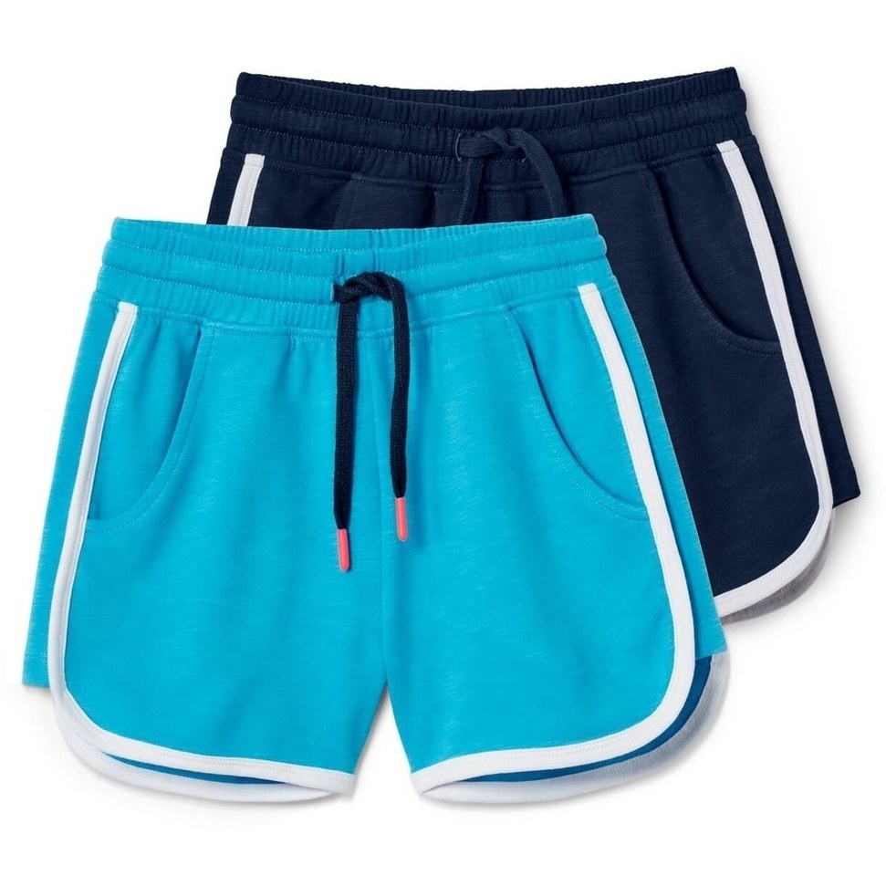 Set of cotton children's shorts for girls, blue