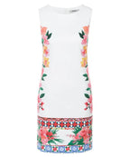 Desigual Women's short cotton dress Cher, white with flower print