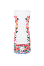 Desigual Women's short cotton dress Cher, white with flower print