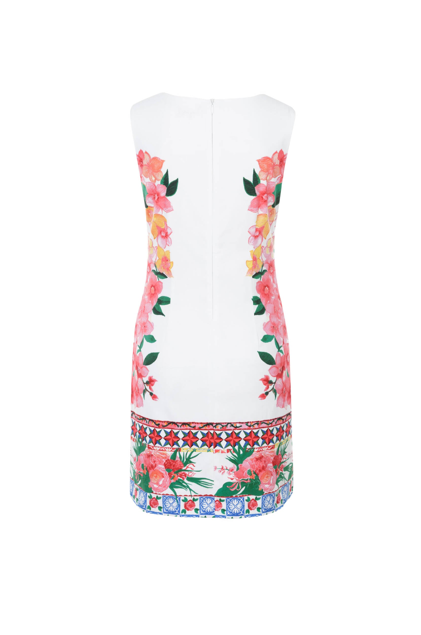 Desigual Women's short cotton dress Cher, white with flower print
