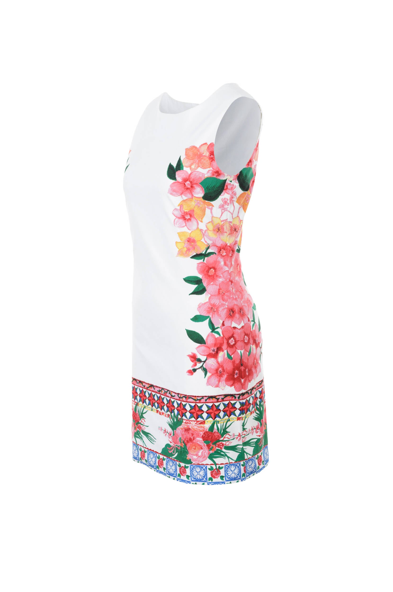 Desigual Women's short cotton dress Cher, white with flower print