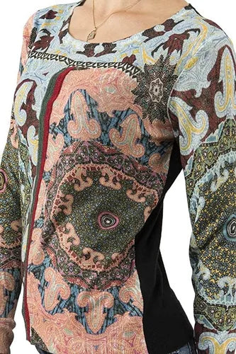 Desigual Дамска блуза с дълъг ръкав, разноцветна