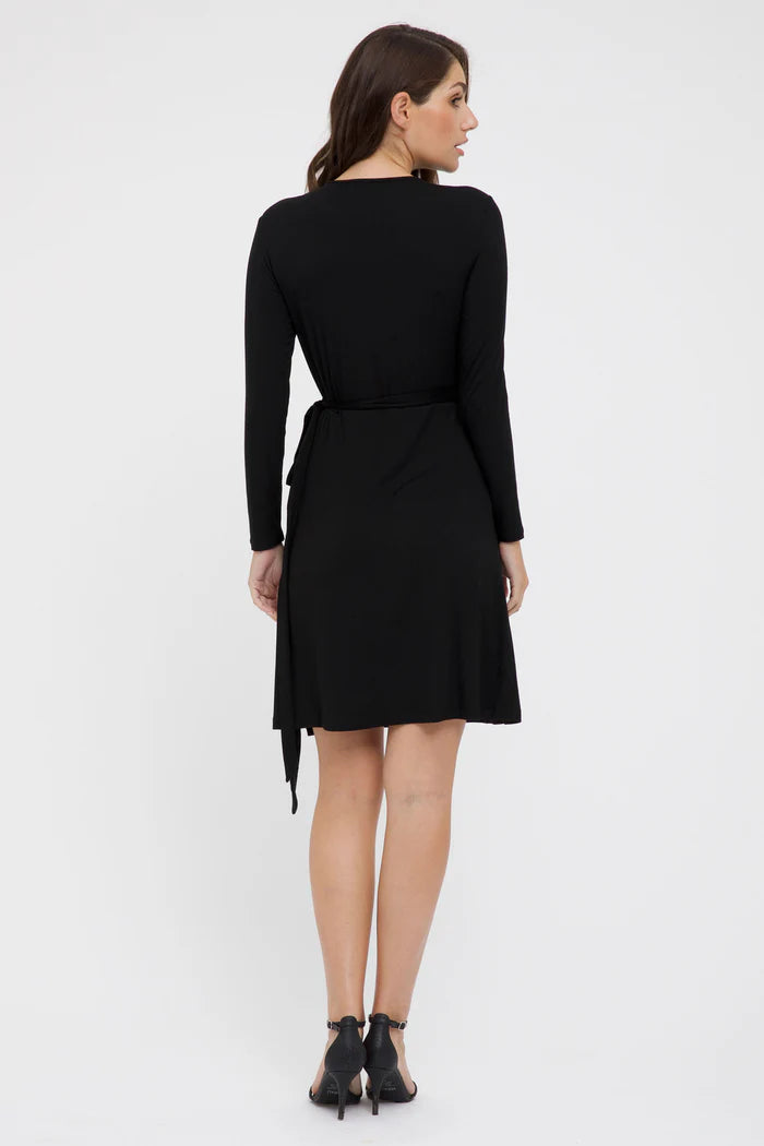 EDITED Women's wrap dress, black