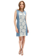 Desigual Women's cotton denim dress, blue with flower embroidery