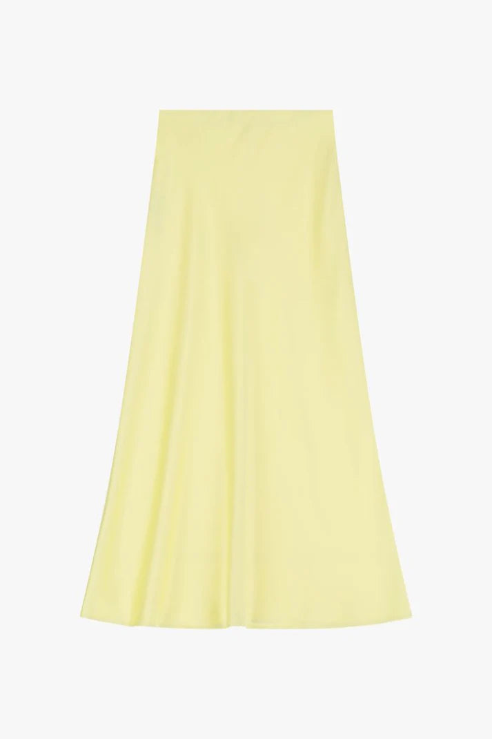 Set Summer satin skirt mid-length, yellow
