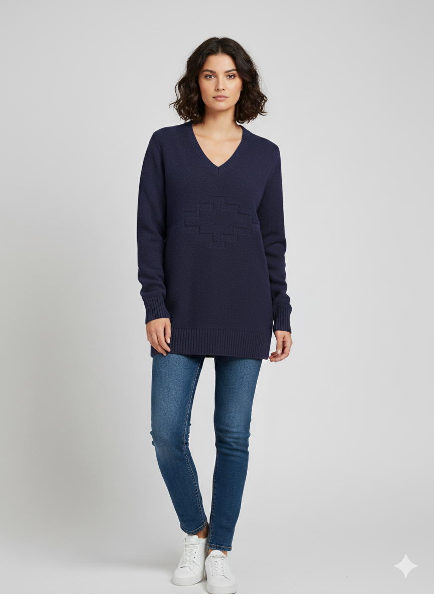 Дълга дамска плетена блуза Flip*Flop, синя