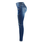 Youaxon women's high-waisted jeans, navy blue