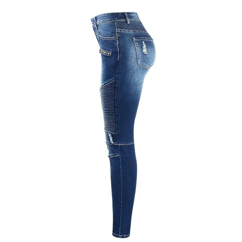 Youaxon women's high-waisted jeans, navy blue