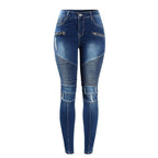 Youaxon women's high-waisted jeans, navy blue