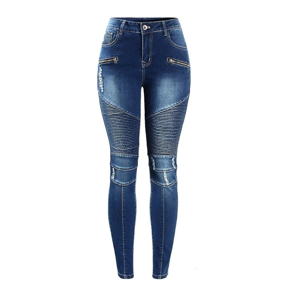 Youaxon women's high-waisted jeans, navy blue