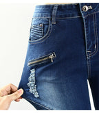 Youaxon women's high-waisted jeans, navy blue