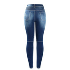Youaxon women's high-waisted jeans, navy blue
