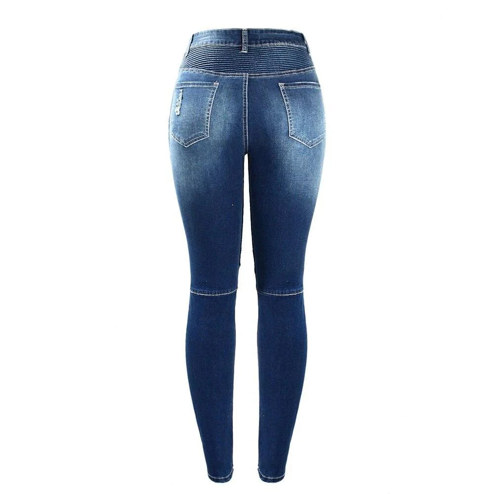 Youaxon women's high-waisted jeans, navy blue