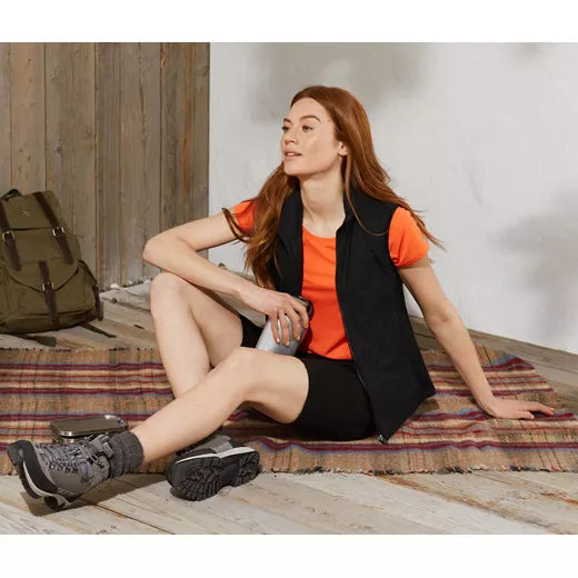 Women's long quilted vest with hood, dark blue 