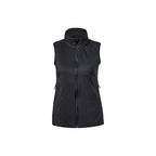Women's long quilted vest with hood, dark blue 