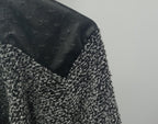 Women's knitted cardigan Haylis with leather accents, black-gray melange
