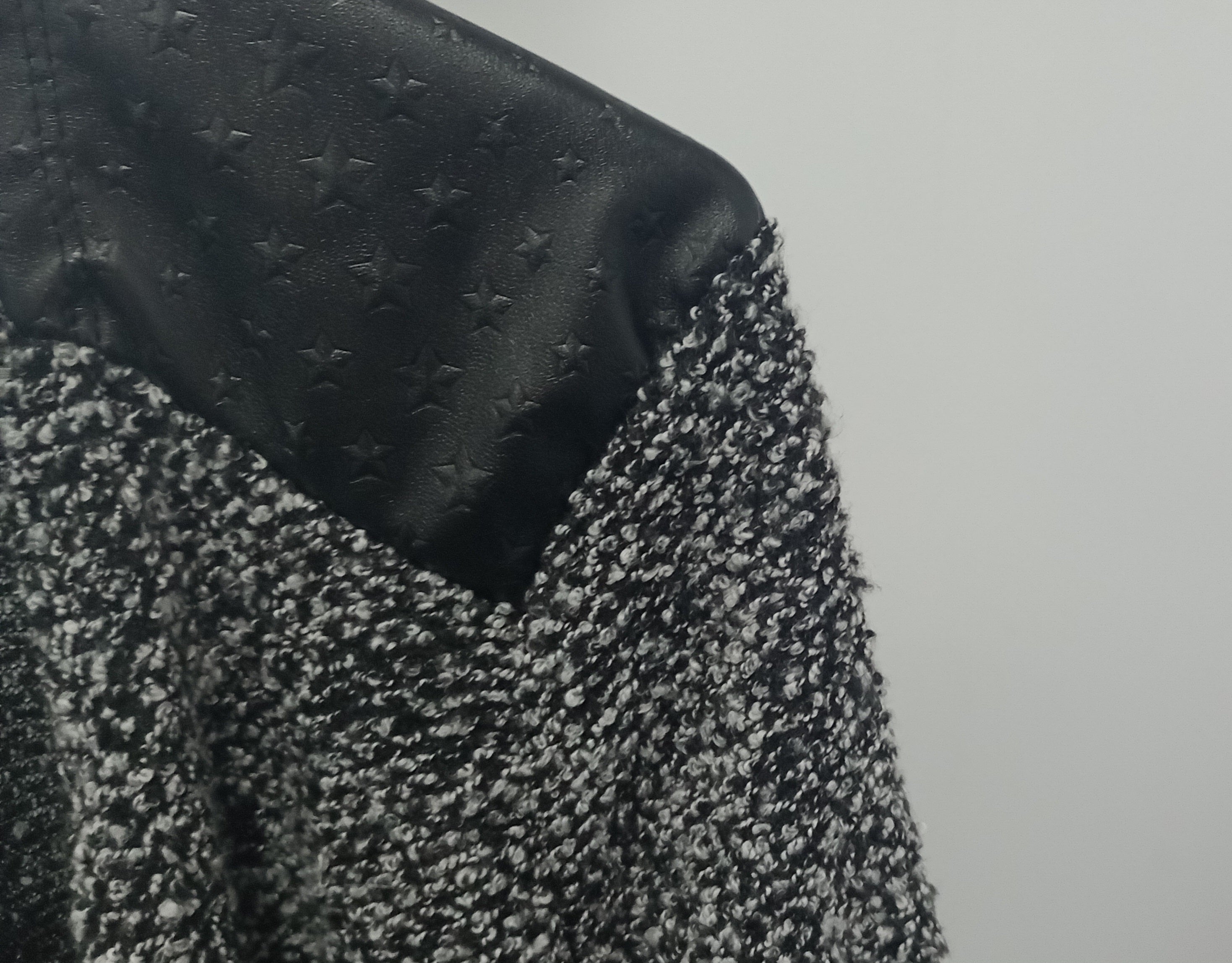 Women's knitted cardigan Haylis with leather accents, black-gray melange
