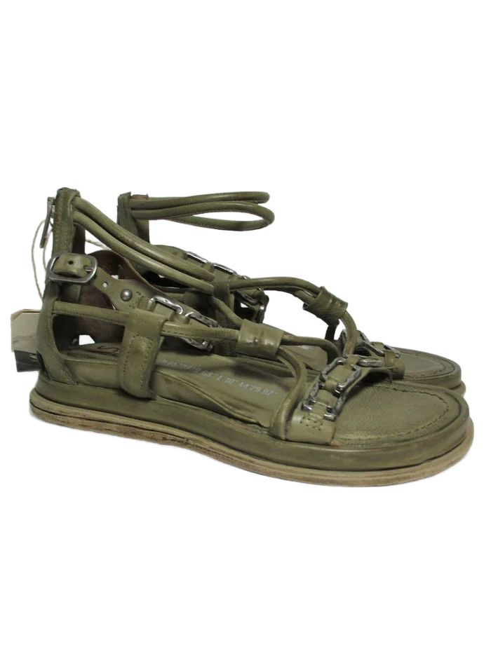 Handmade women's leather sandals AS98, green