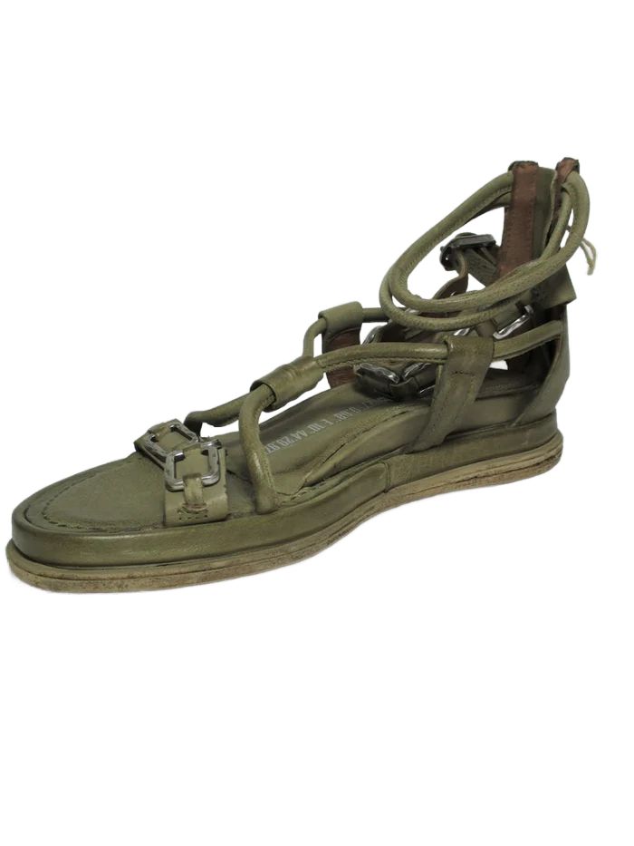 Handmade women's leather sandals AS98, green
