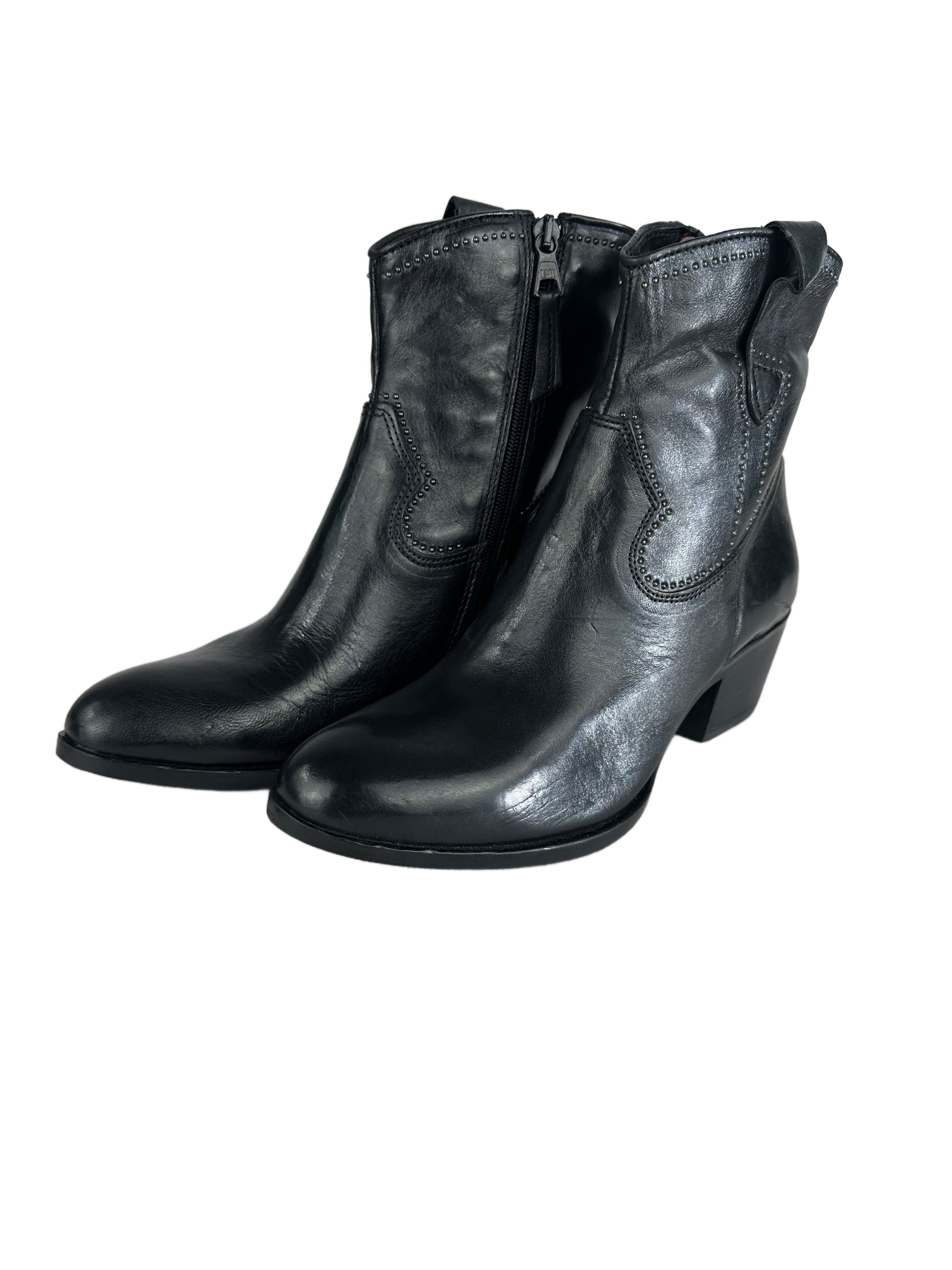 Women's genuine leather boots Mjus DENVER STUDS, black