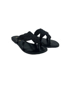 Women's leather slippers with decorative beads Manoukian, black