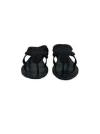 Women's leather slippers with decorative beads Manoukian, black