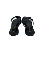 Women's leather slippers with decorative beads Manoukian, black