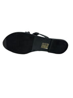 Women's leather slippers with decorative beads Manoukian, black