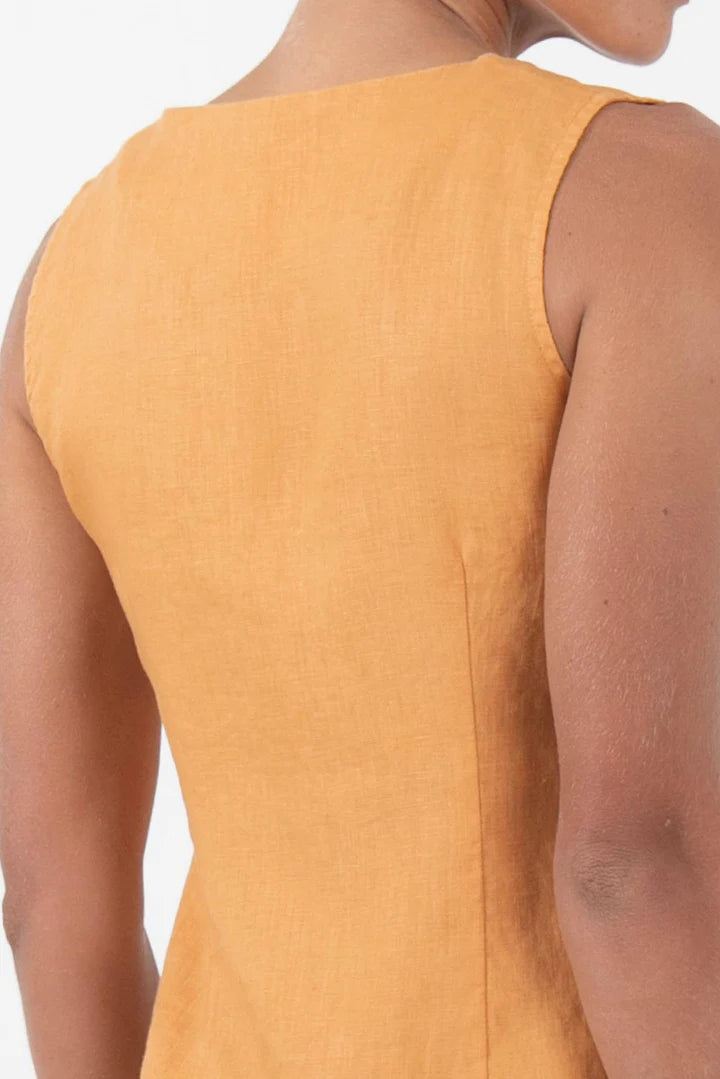 WILLIAM DE FAYE Summer dress made of linen and cotton, yellow