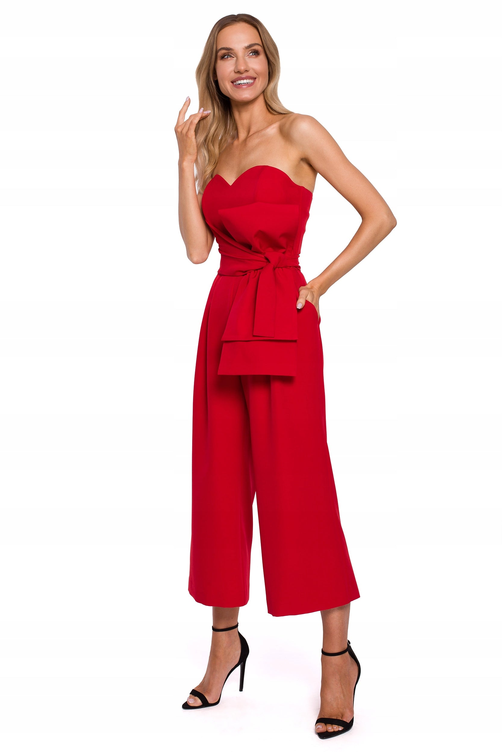 Made of Emotion Women's elegant jumpsuit with corset, red
