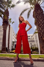 Made of Emotion Women's elegant jumpsuit with corset, red