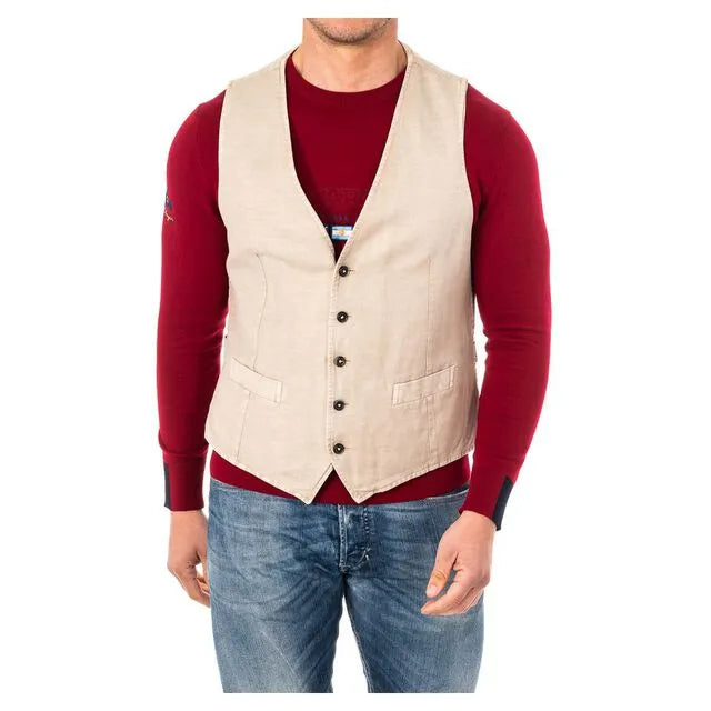 La Martina men's elegant knitted vest with adjustable belt