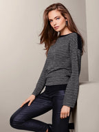Women's long-sleeved sweater, black and white 