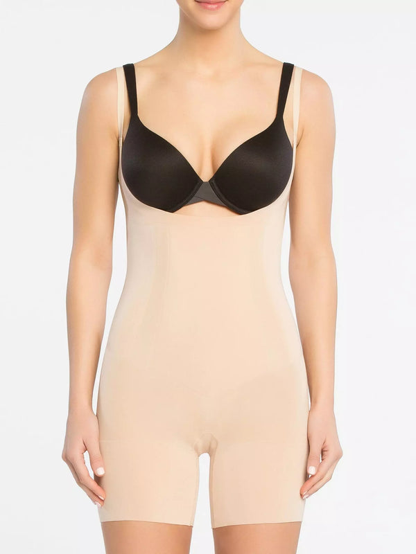 Дамско оформящо боди SPANX Two-Timing с отворен бюст, бежово