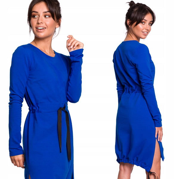 Be Wear Women's Cotton Dress with Long Sleeves, Dark Blue