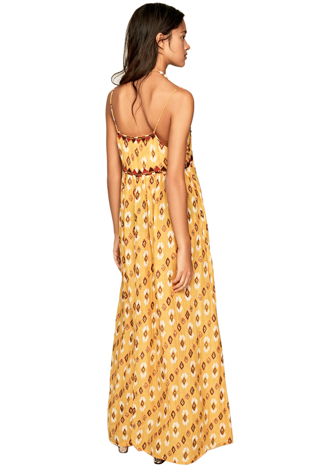 Pepe Jeans Women's cotton summer dress, yellow with print