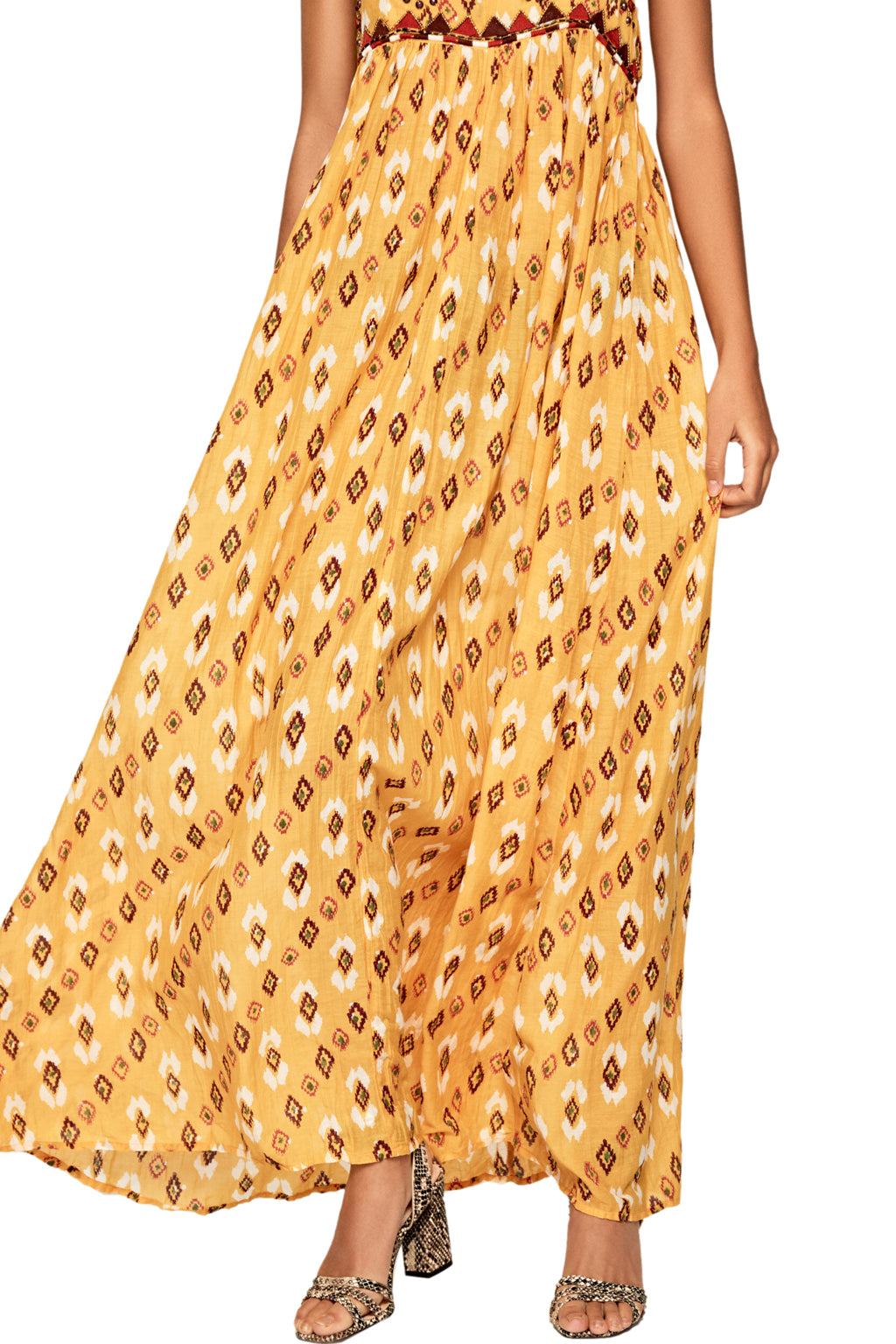 Pepe Jeans Women's cotton summer dress, yellow with print