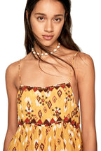 Pepe Jeans Women's cotton summer dress, yellow with print