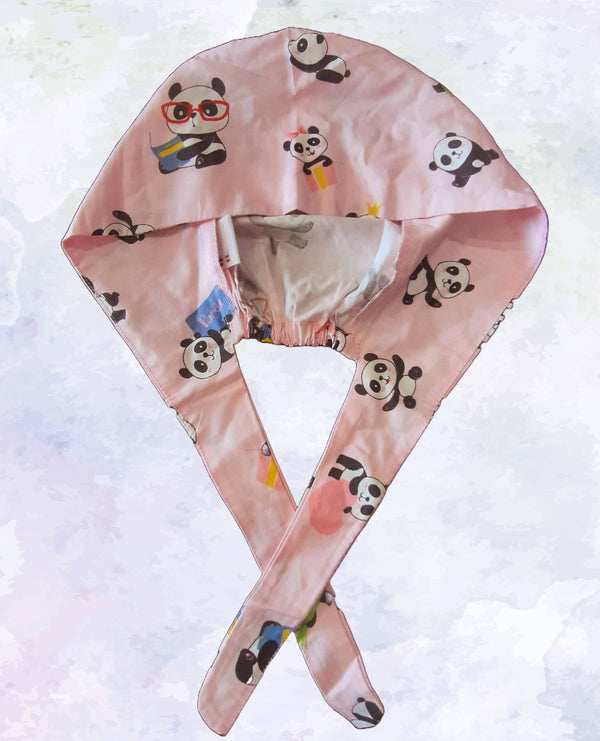 Cotton baby hat, pink with Panda