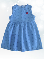 Children's cotton dress with ladybugs, blue 