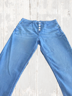 Children's cotton elastic jeans for girls with high waist, light blue