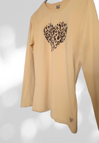 Children's cotton blouse for girls, yellow with Heart print